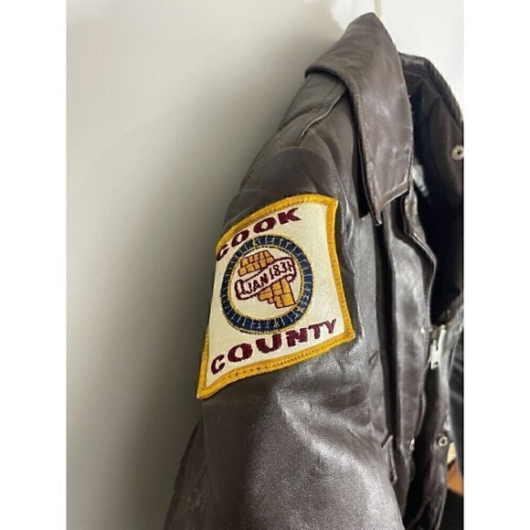 VTG VCG Police Trooper Men's 50s Brown Horsehide Leather Motorcycle Jacket Sz 44 - Picture 4 of 15